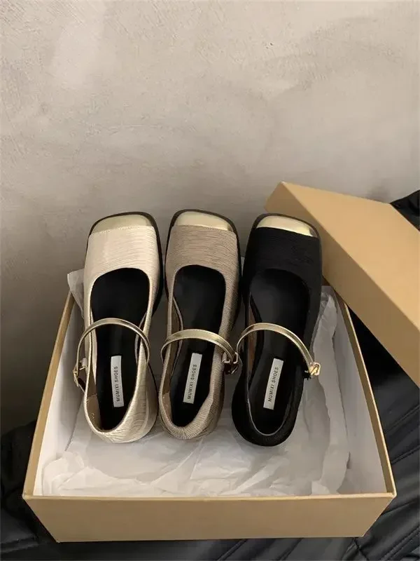 チャンキーヒール パンプス ハイセンス 小さな香り フレンチ レトロ メリージェーン シングルシューズ