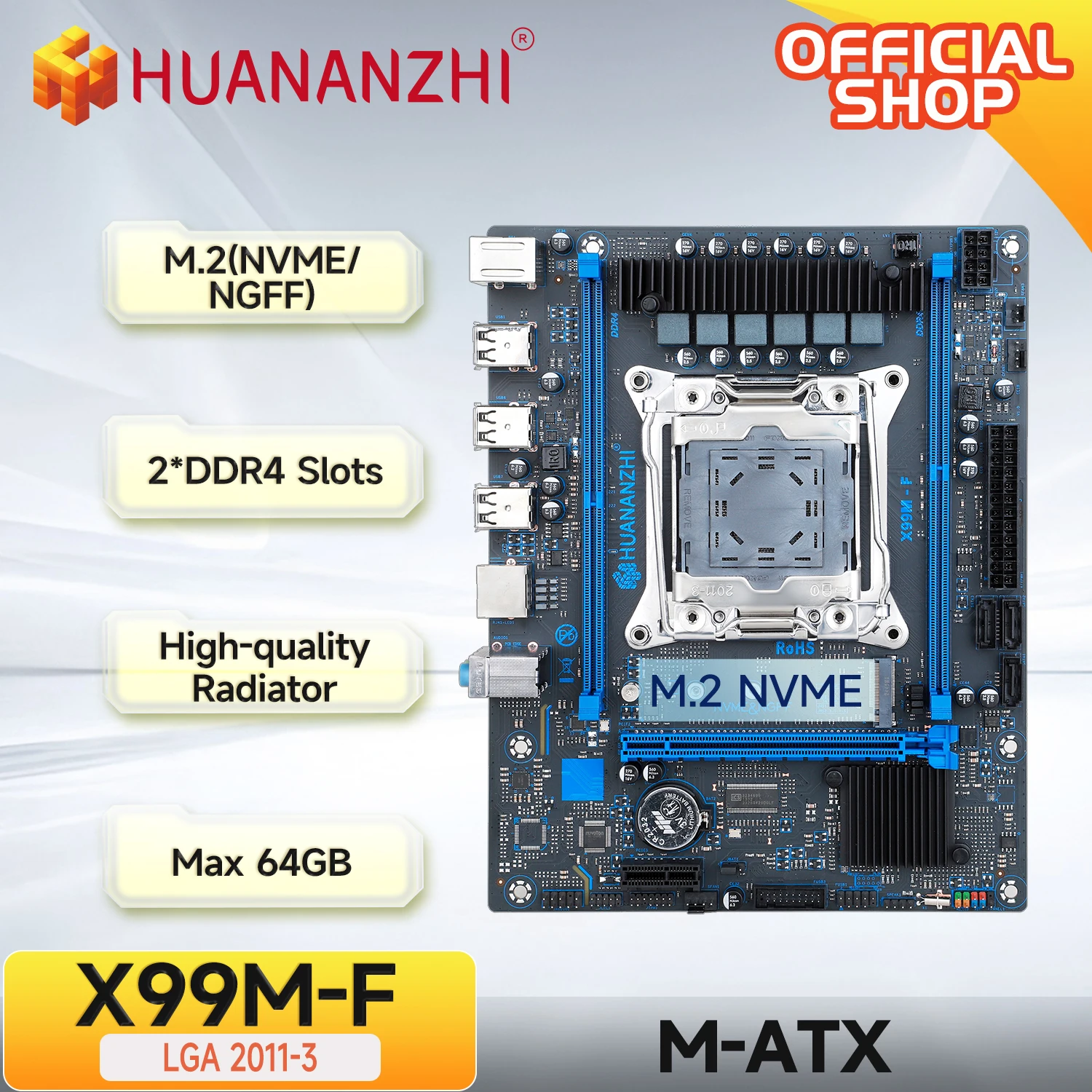 HUANANZHI X99 M F LGA 2011-3 XEON X99 Motherboard support Intel E5 V3 V4 All Series DDR4 RECC NON-ECC Memory NVME