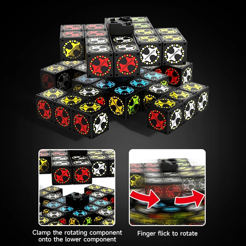 DIY 指先回転磁気キューブおもちゃ ストレス解消感覚玩具 子供向け、クリエイティブなパズルギフト テーブルボードゲーム