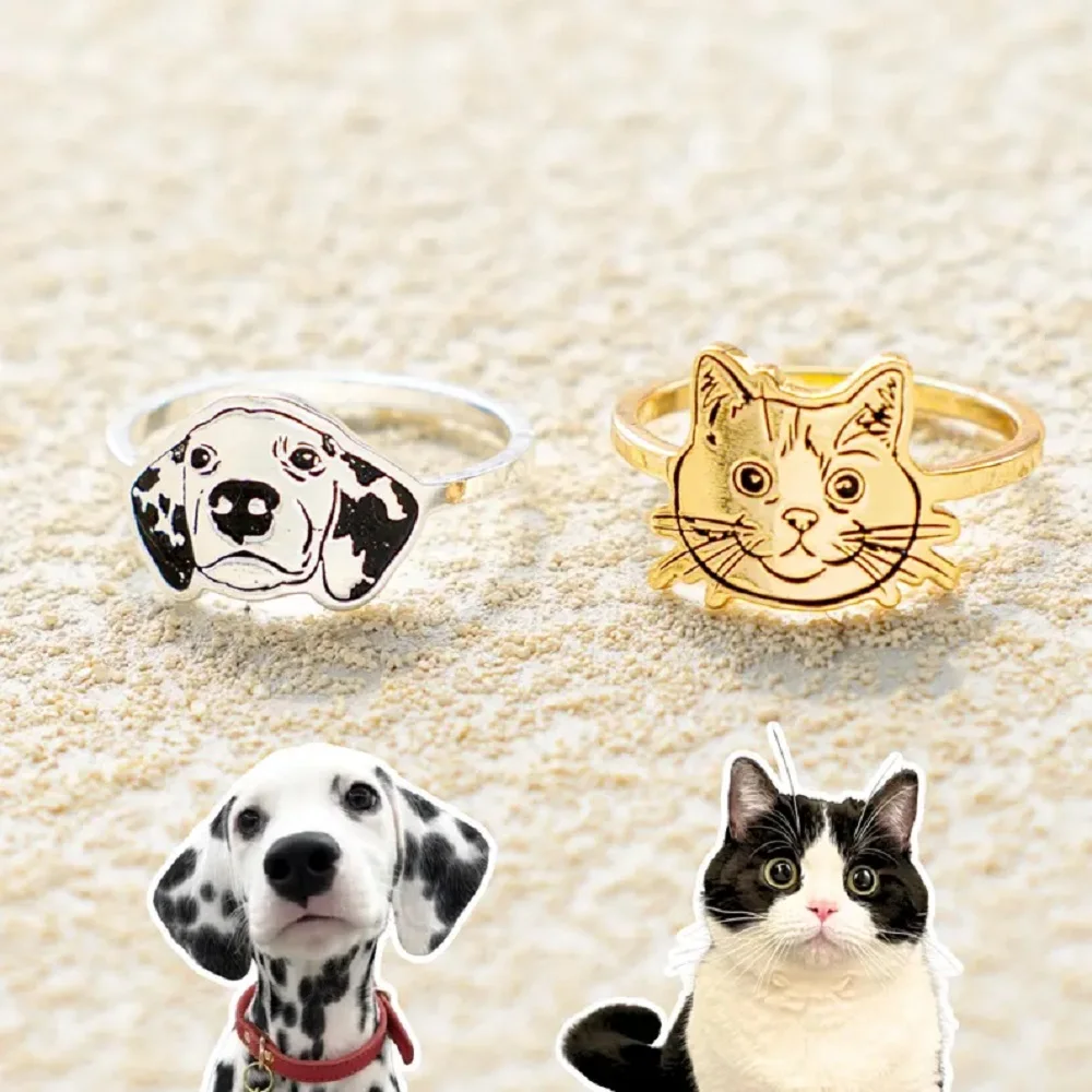 Sipuris Personalisierter Haustier-Fotoring für Frauen, Edelstahl, personalisierter Hunde- und Katzen-Gedenk-Modeschmuck, Geschenke für Tierliebhaber – Detail 6