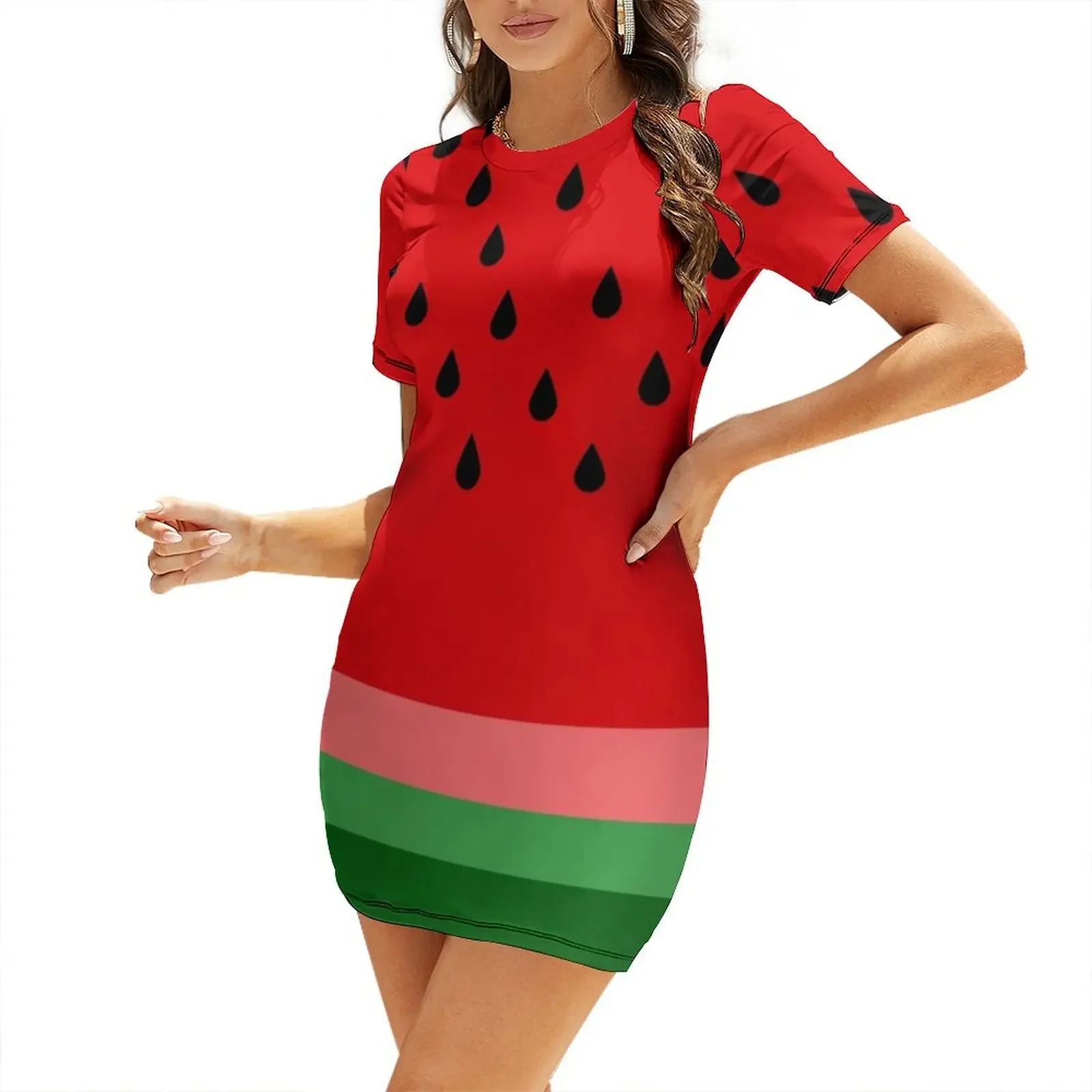 

Watermelon Sugar Short-Sleeved Dress Women's dress wedding guest dress 2025 prom women's clothing korea stylish