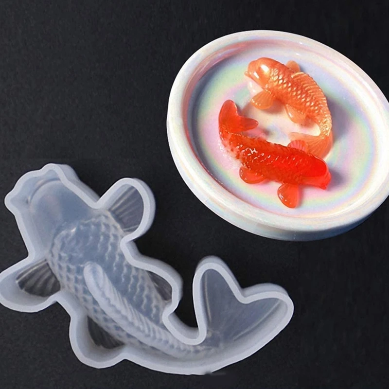 Y1UB 3 Pcs Mirror Goldfish Three-dimensional Ornaments UV Crystal ResinEpoxy Mold