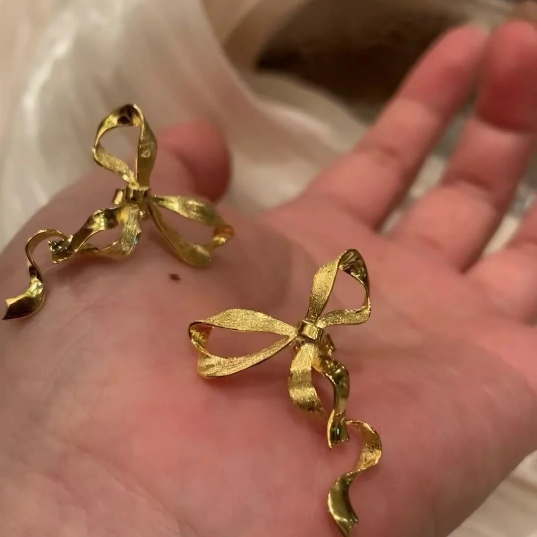 Bucci Craft Girlish 925 Silver Ribbon Drop Dangle Tassel Earrings Gold Rigato Bruchsed Belt Cuff Climber Buckle Earring Jewelry