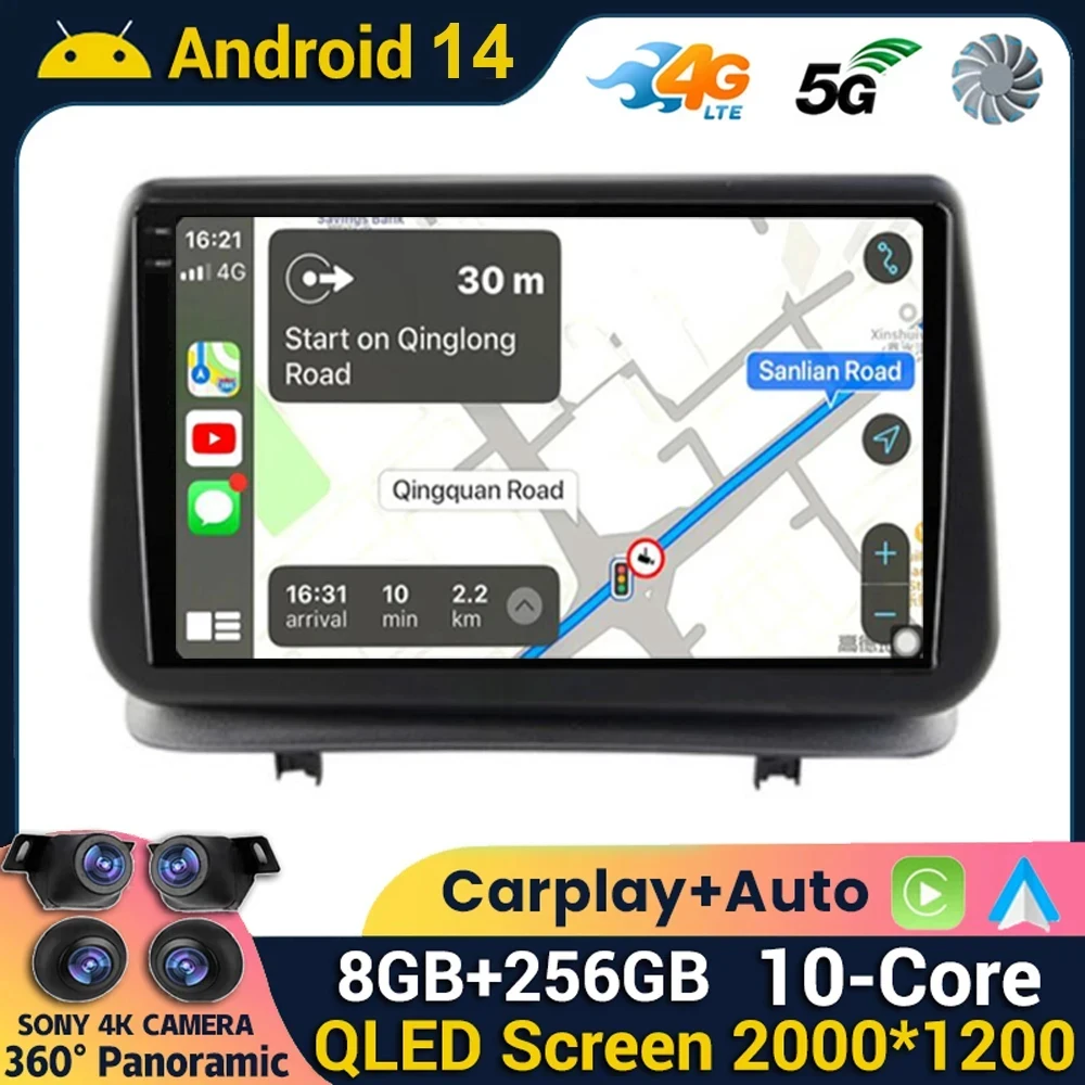 Android 14 Car Radio For Renault Clio 3 CLIO 3 2005-2014 Multimedia Navigation GPS Camera Auto Carplay Stereo Player 4G WIFI DSP