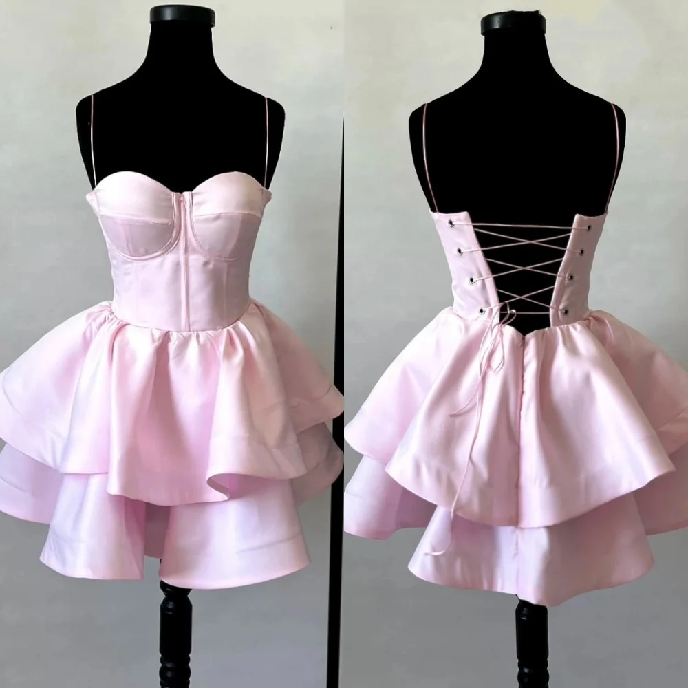 

Customized Elegant Classic Charmeuse Ruched A-line Strapless Mini Dresses Bespoke Occasion Dresses Sizes Available High Quality