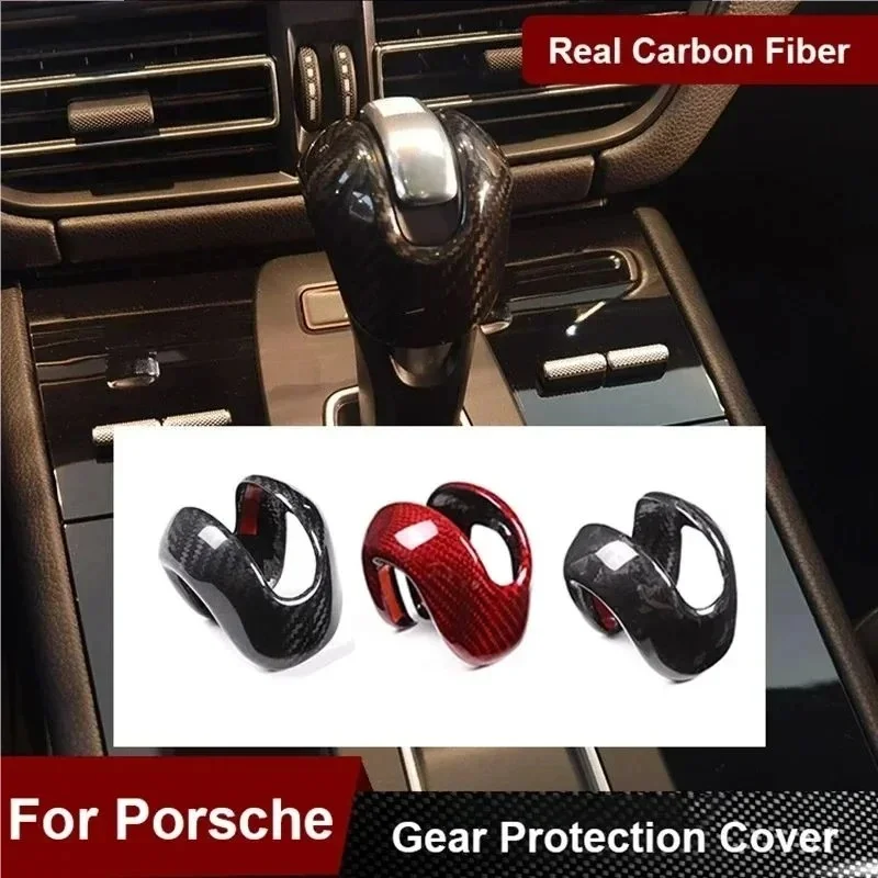 

For Porsche Macan Real Dry Carbon Fiber 22-2023 Interior Gear Shift Knob Console Head Protection Cover Modification Accessories