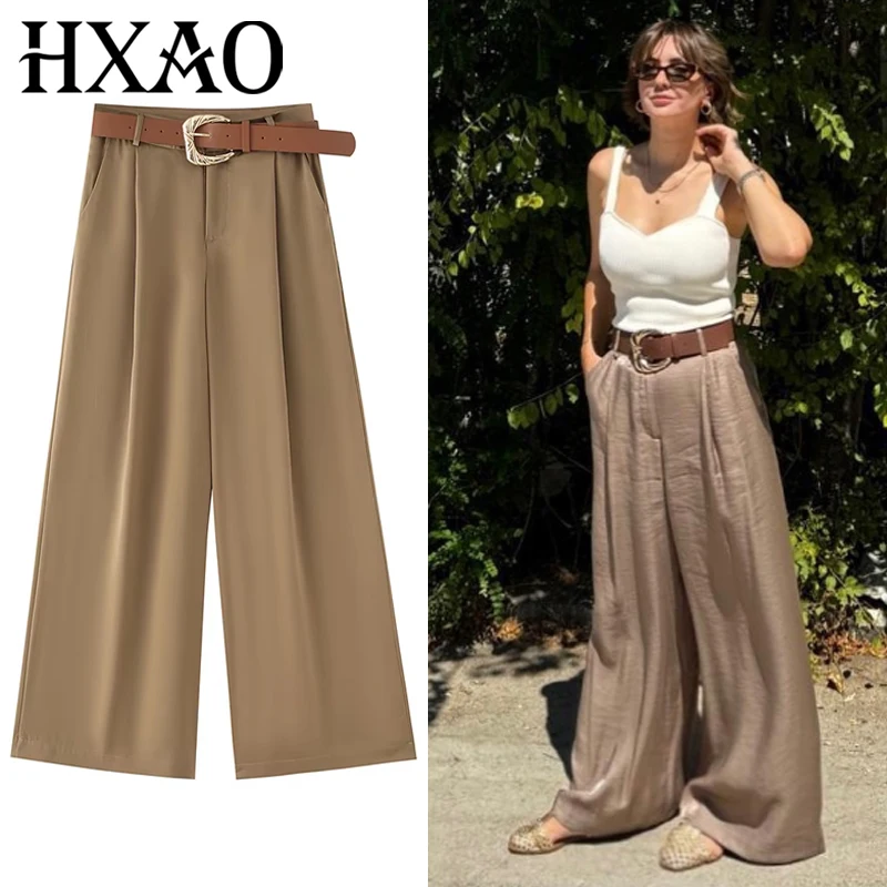

HXAO Women's Pants Baggy Wide Pants Woman Summer Oversize High Waist Pants Plus Size Y2k Trousers Korean Style Casual Pants 066