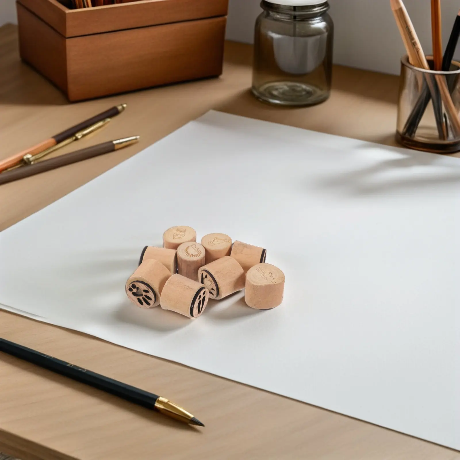 18Pcs Animal Footprints Wooden Rubber Stamps Set Assorted Craft Stamps Scrapbooks Card Making Classroom Rewards for Kids