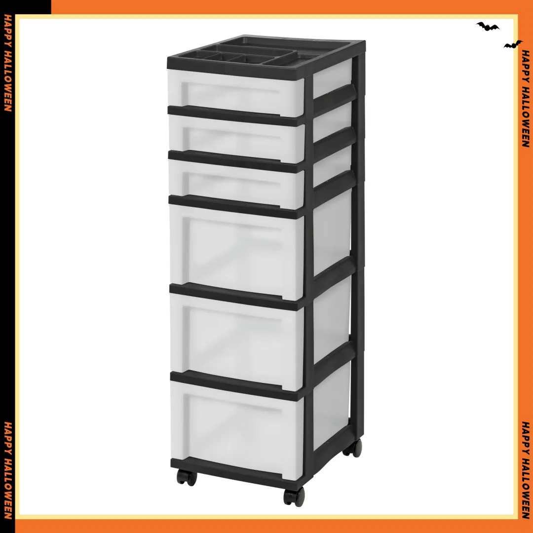 Carro de almacenamiento con ruedas de 6 cajones, organizador transparente con ruedas para dormitorio, baño, organización de cocina