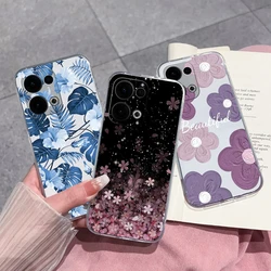 For Oppo Reno 13 Pro Phone Cases Leisure Flower Transparent Back Cover For Oppo Reno13 Pro 13Pro 5G Soft Slim Anti Drop Housing