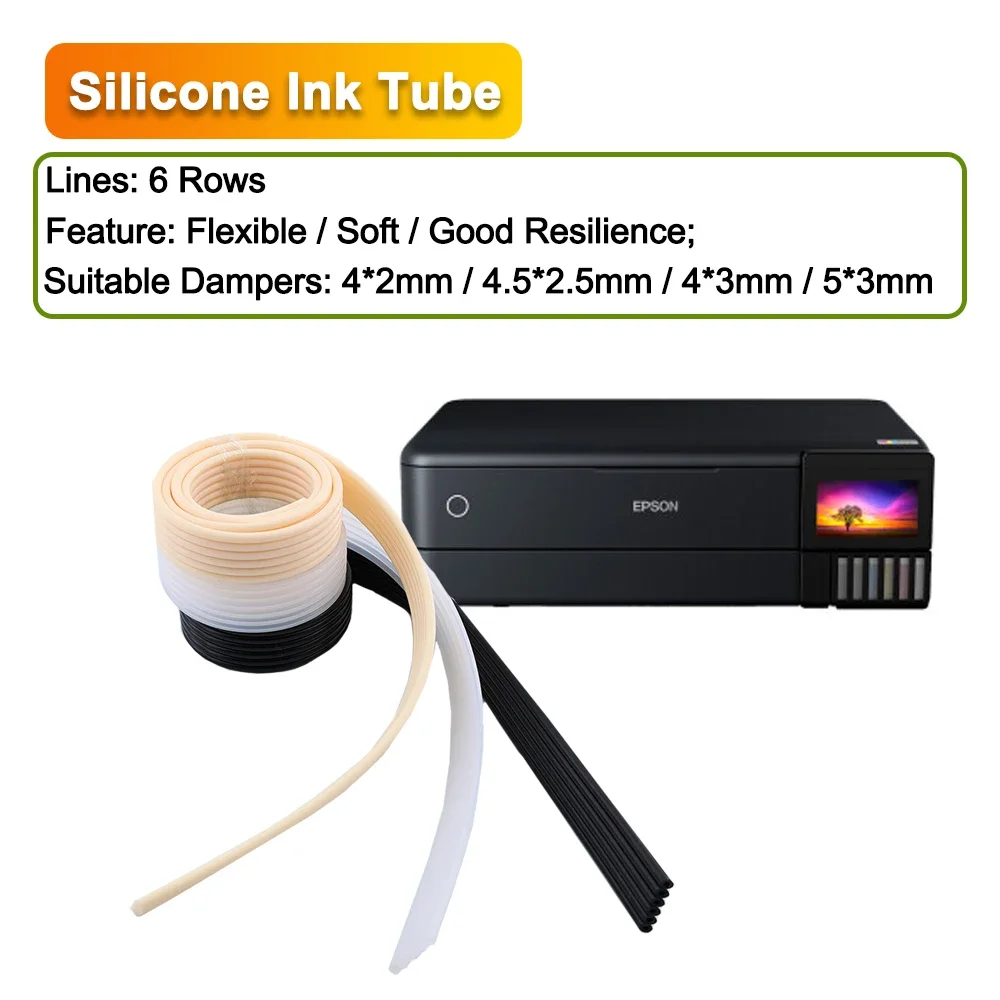

3meters 6Rows 4*2mm Soft Ink Tube For DTF UV Inkjet Printer Ink CISS System Silicone Corrosion Resisted Material Flexible Hose