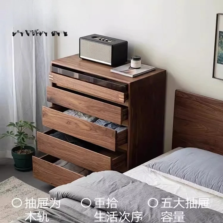 black walnut log chest of drawers, medieval vertical cabinet storage side cabinet in the living room, solid wood bedroom drawer