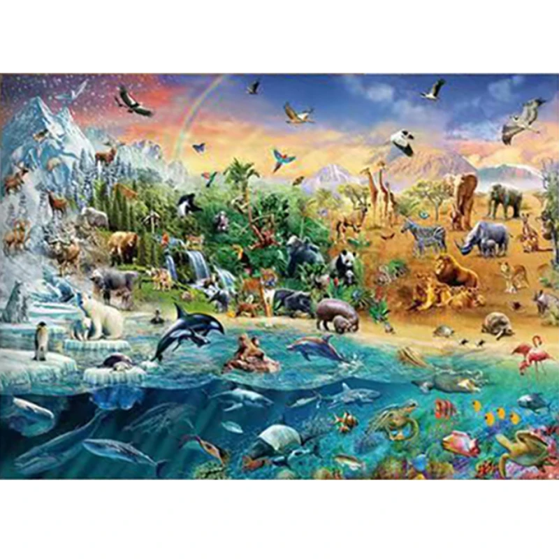 大人のための動物紙ジグソーパズル、世界で有名な絵画シリーズ、学習教育工芸品おもちゃ、ギフト、70x50cm、1000個