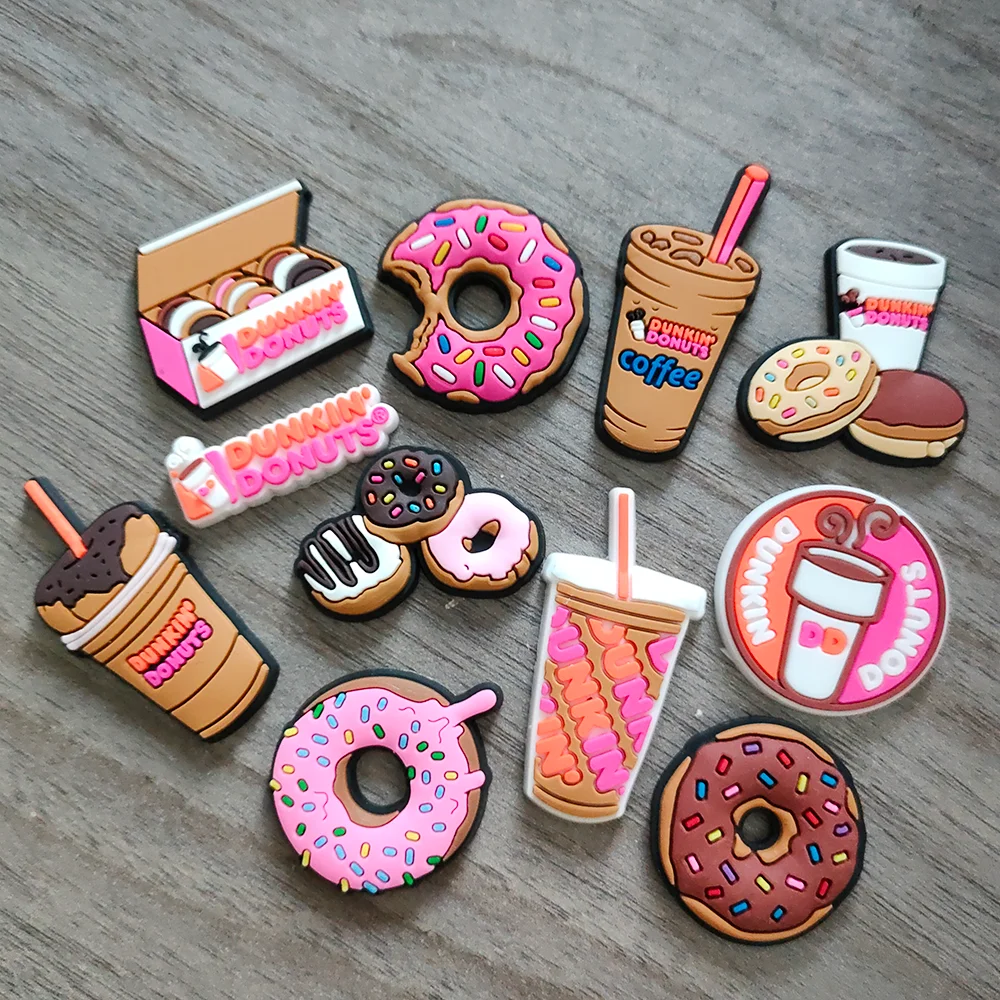 

11pcs Cartoon Donut Shoe Charms Dessert Shoe Aceessories for Sandals Decoration Buckle Women Kids Teen Party Gifts