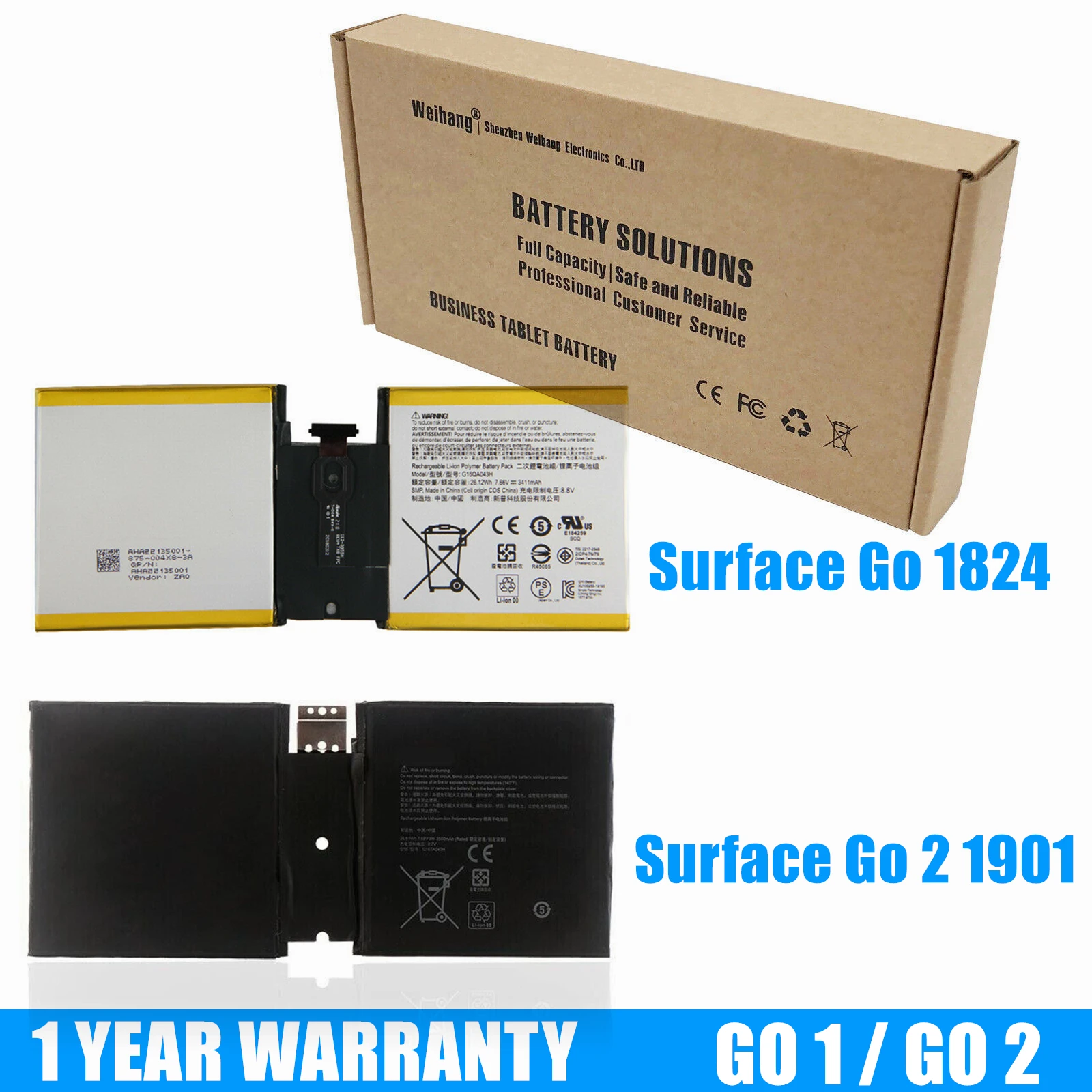 

New Replacement Battery G16QA043H / DYNU01 G16TA047H For Microsoft Surface Go 1 2 Model 1824 1825 1901 1926