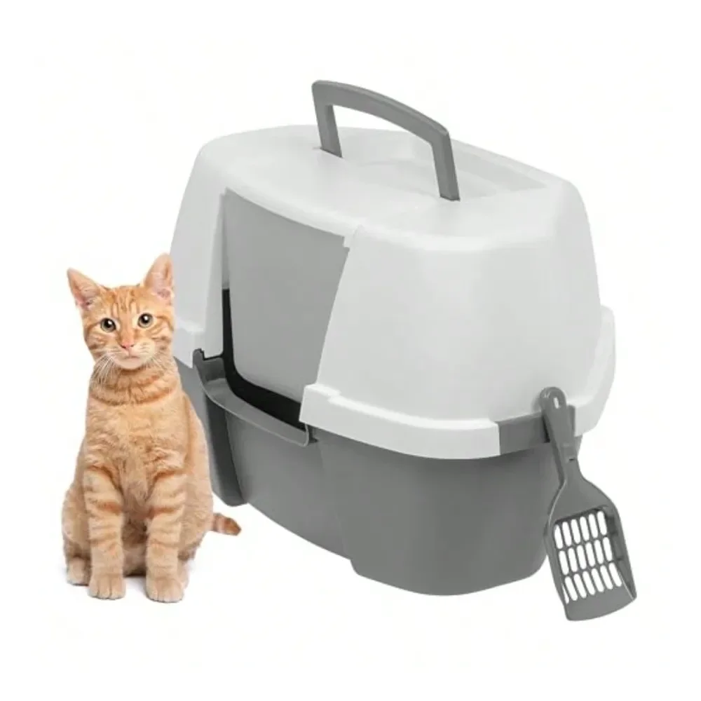 

Cat Litter Box Litter Box Cat AccessoriesUSA Cat Litter Box Enclosed With Lid Covered Litter Box With Scoop Jumbo Gray