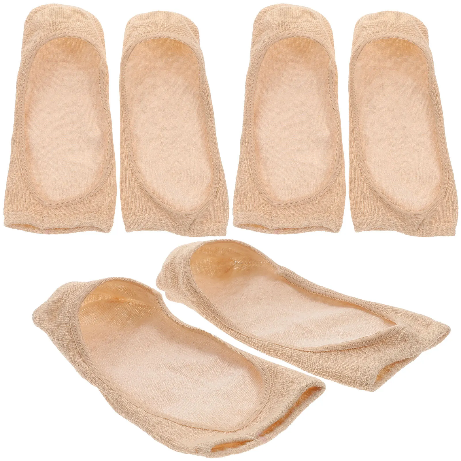 3 أزواج من الجوارب غير المرئية المضادة للانزلاق من ألياف الخيزران والسيليكون ذات القطع المنخفضة للنساء تصميم نونسليب لون البشرة