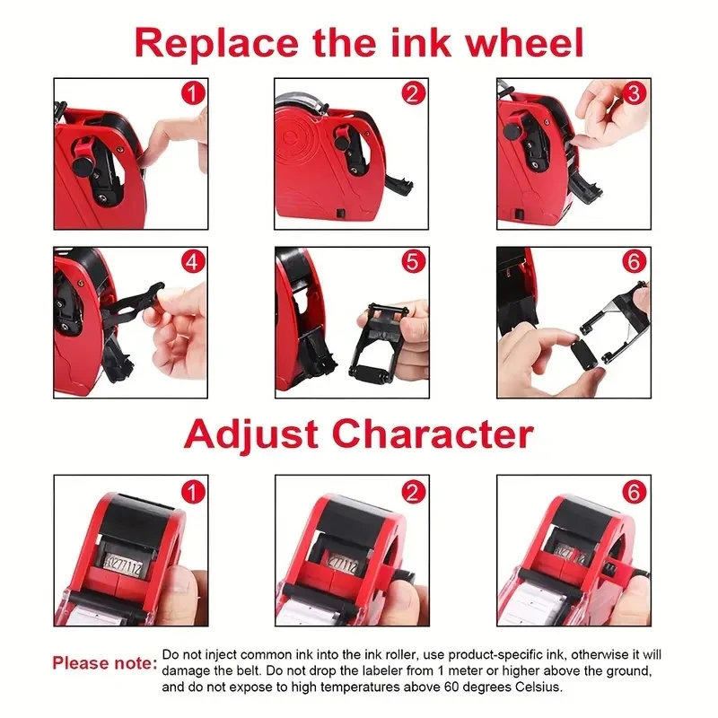 MX-5500 8 Digits Handheld Price Tag Gun with 1 Ink Coding Machine Price Label Gun for Retail Stores Supermarket $ € £ ₽ Kg