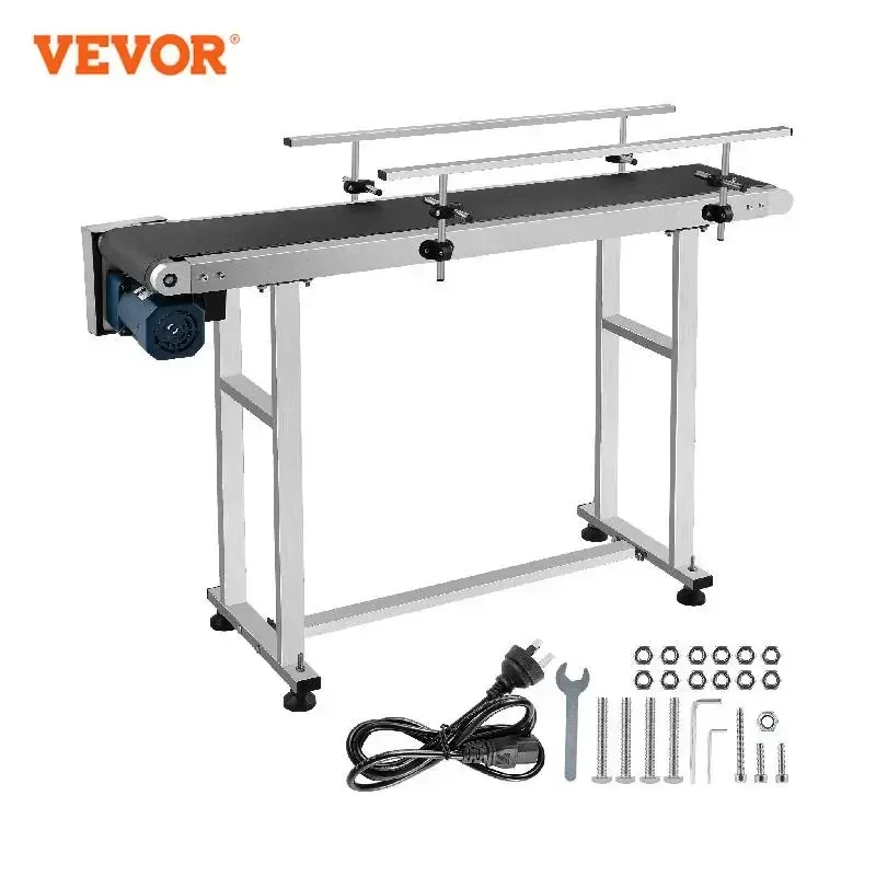 VEVOR  PVC Conveyor Belt Machine 150 CM59''x 7.8'' With Stainless Steel Adjustable Guardrail for Automatic Electrical Industrial