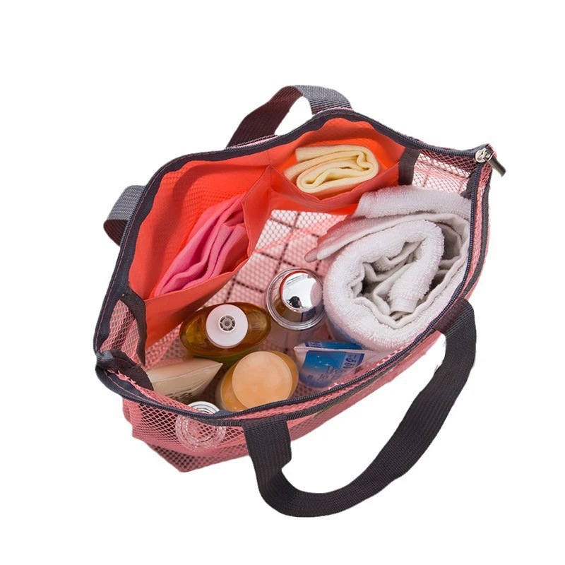 Saco de malha grande capacidade reutilizável crianças brinquedos sacos de armazenamento saco de praia feminino organizador de maquiagem bolsa de compras saco de lavagem de natação