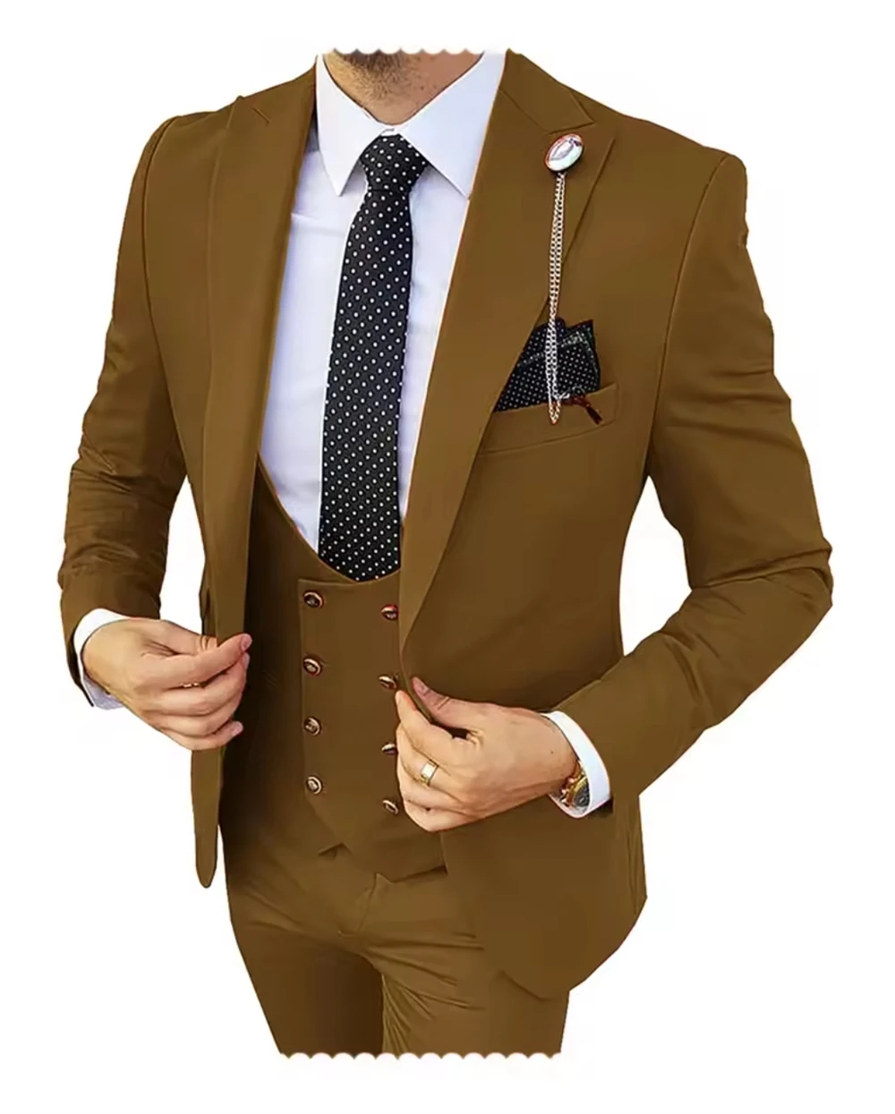 

Fashion Formal Men's Suits 3 Pieces Tuxedos Slim Fit Business Groom Tuxedos Wedding Suit (Blazer+Pants+Vest) Tailor Made