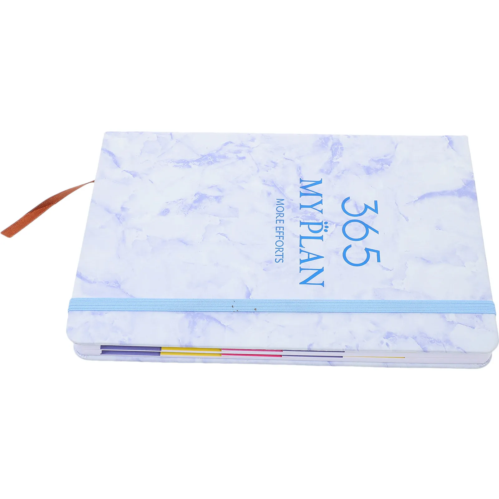 2024 English Planner Notebook Marble Pattern Daily Organizer Portable Notepad for Office School Time Management