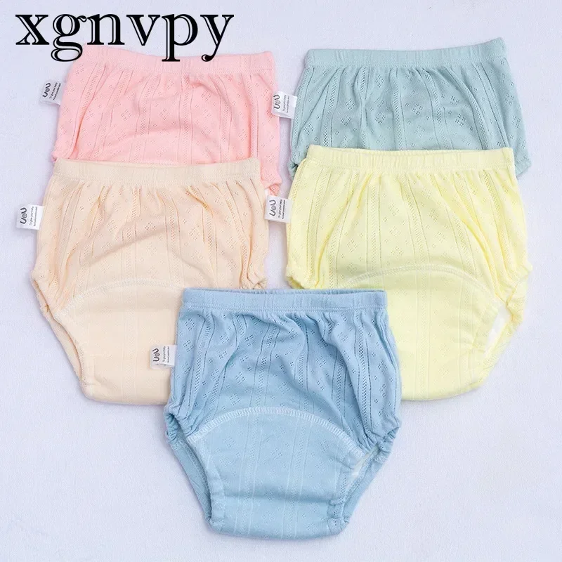 xgnvpy Baby Training Pants Washable Hollowed Out Breathable Cotton Learning Summer Diaper Pants