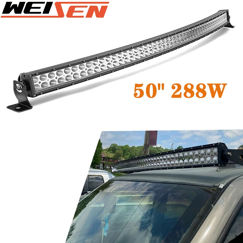 

50" 288W Curved LED Light Bar 6063 Aluminum Alloy For SUV Truck 4X4 UAZ 4WD ATV Off Road Driving Fog Light Lamp Car Accessories