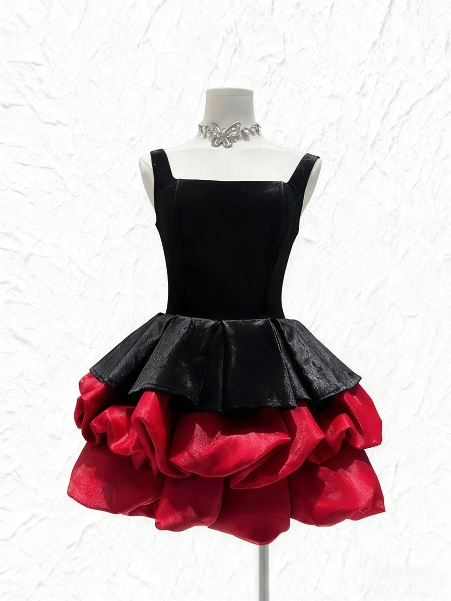 French Socialite Evening Dress Fashion Temperament Elegant Velvet Banquet Party Prom Dresses Sense Of Luxury Lady Short Vestidos