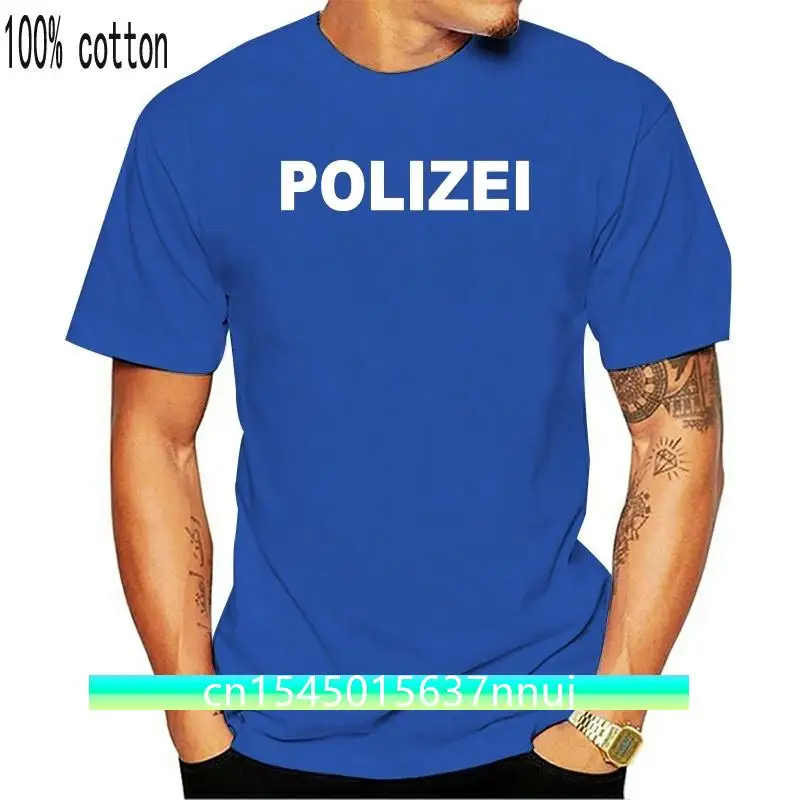 

Polizei T-Shirt Schwarz Fun Souvenir Party 2018 Flash Print Cotton Slim Fit Crew Neck Printing Casual Tops