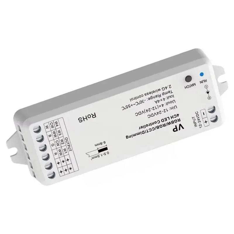 Hot Sale-RF Dimmer KIT 4CH Standalone Control DC12V 24V LED Controller 4 Channel 2.4G Remote For RGBW RGB CCT Dim LED Strip