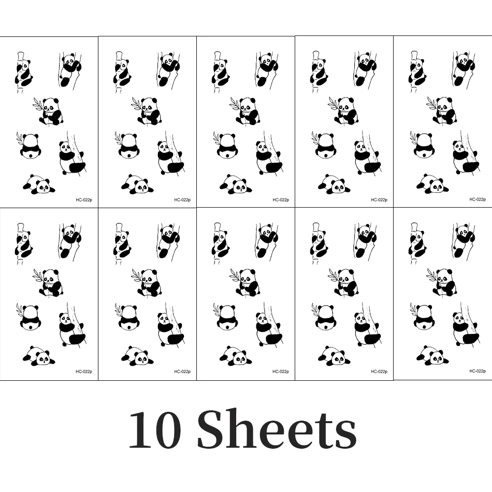 10PCS Panda Waterproof Temporary Tattoos Dark Cute Little Panda Tattoos Wrist Ankle Finger Body Art Fake Tattoo Sticker For Men