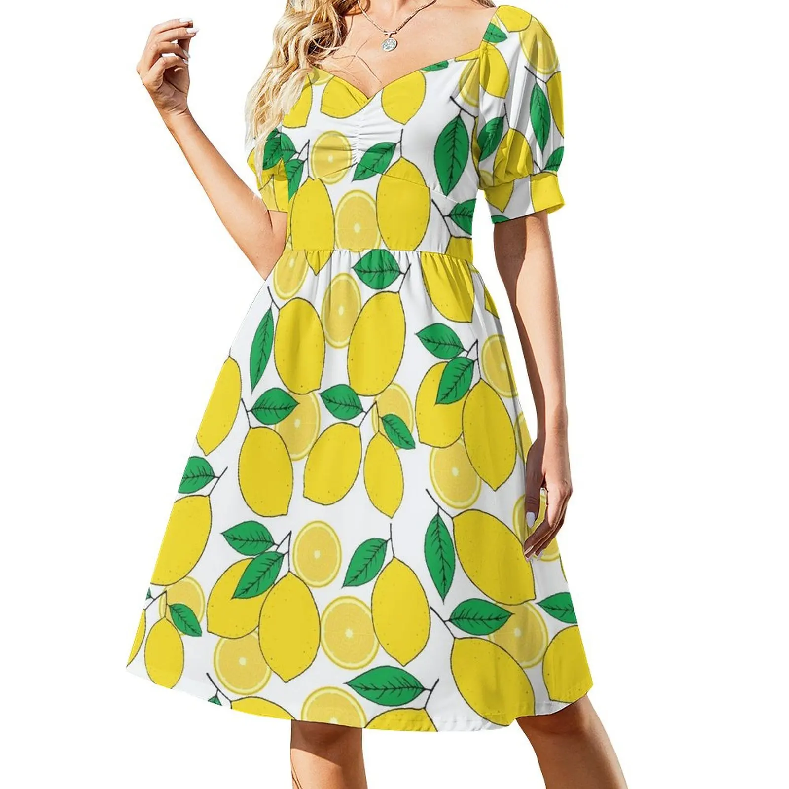 Lemon Print Short Sleeved Dress Women's summer dresses womens clothing summer dresses ladies 2025 Dress