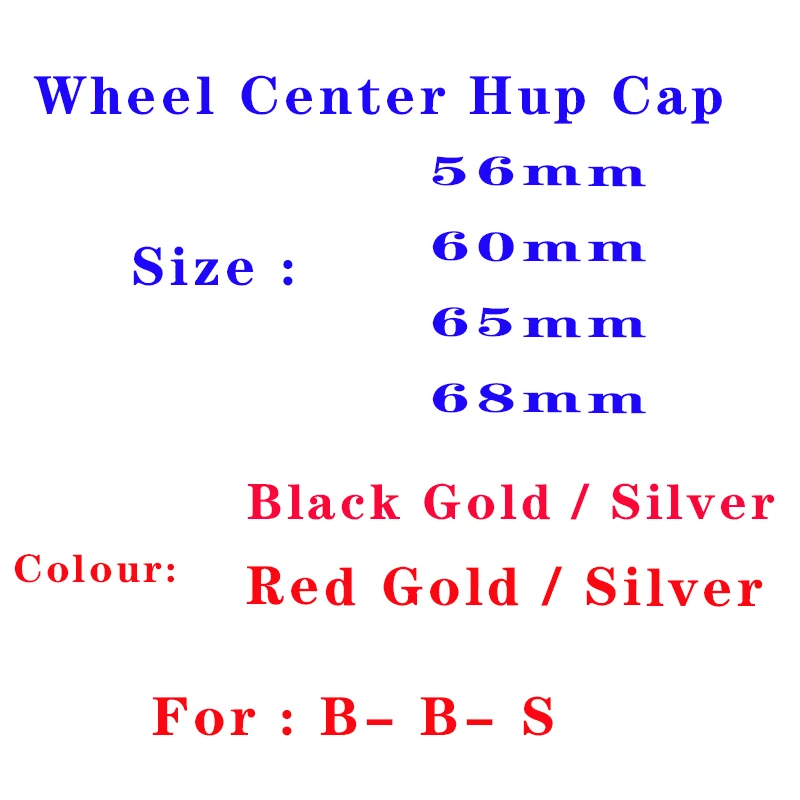 4Pcs/Set 56mm 60mm 65mm 68mm 70mm Black Silver Red Gold Wheel Center Cap Tire Rim Cover Badge Car Styling Accessories Parts