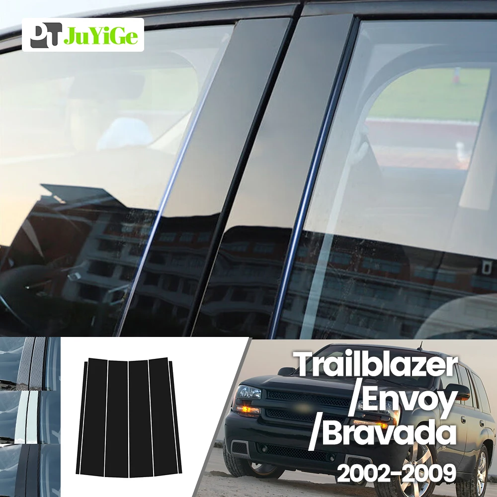 For Chevrolet Trailblazer Envoy Bravada 2002-2009 2003 2004 Bright Black Carbon Fibre Window Door B C Sticker