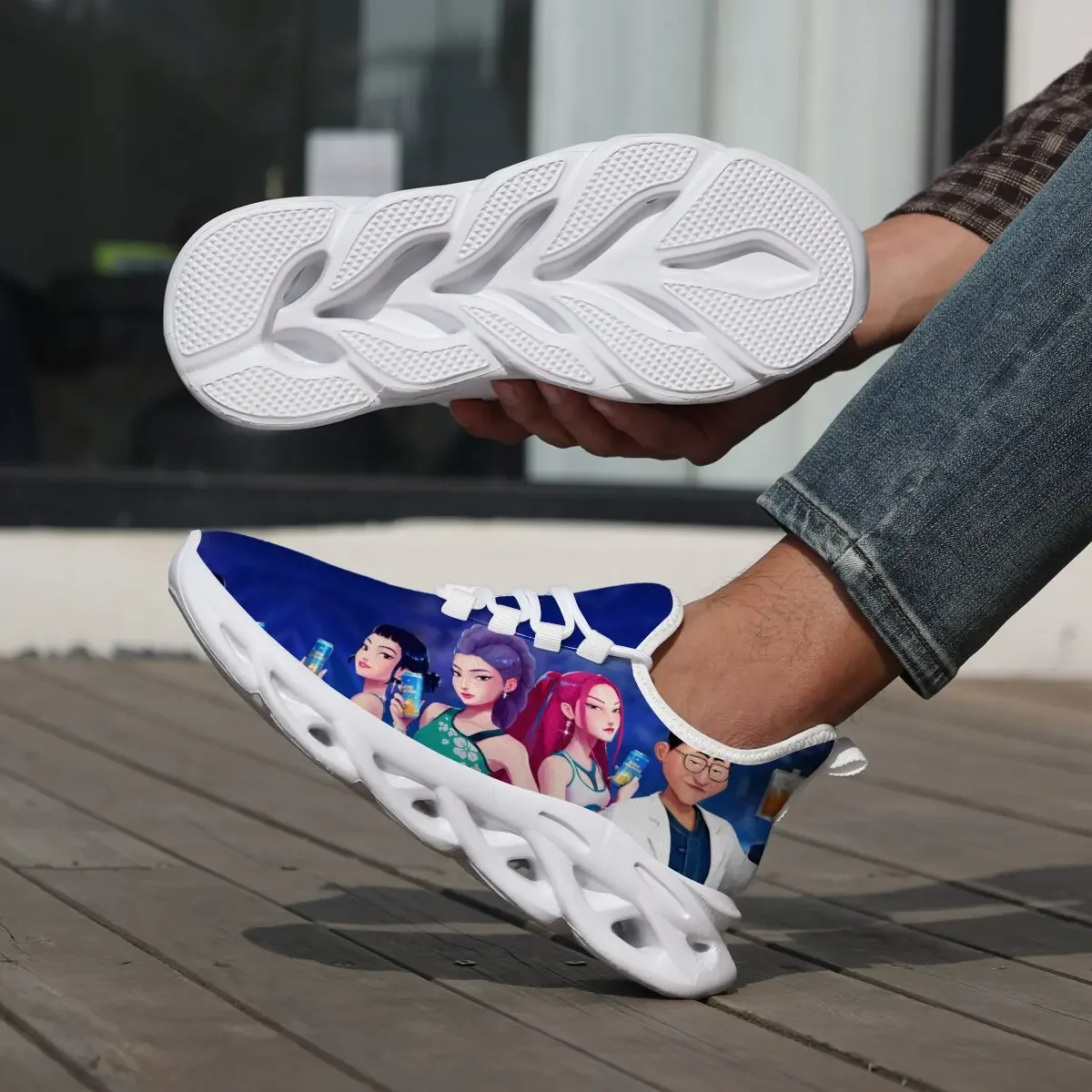 Character Print Lightweight Sneakers Children's Parent-child Shoes for Spring Cartoon Breathable Flat Heel Lace-up Casual Shoes