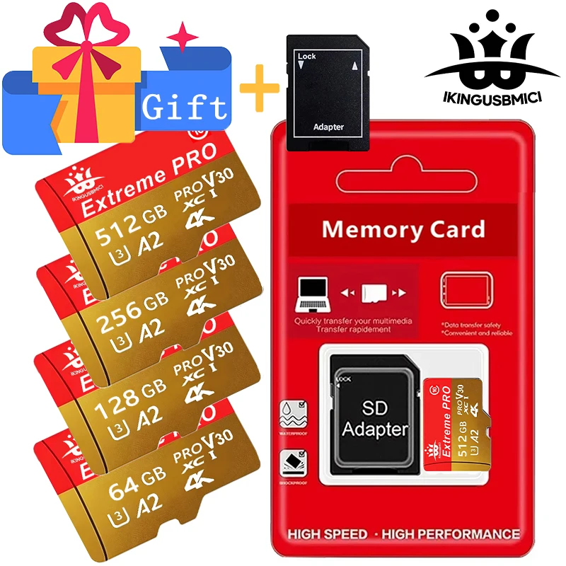 High Speed TF Micro SD Card/256GB/16GB A2 U3 Black & Gold Stable Read/Write Memory Card for Tablet Gaming Consoles