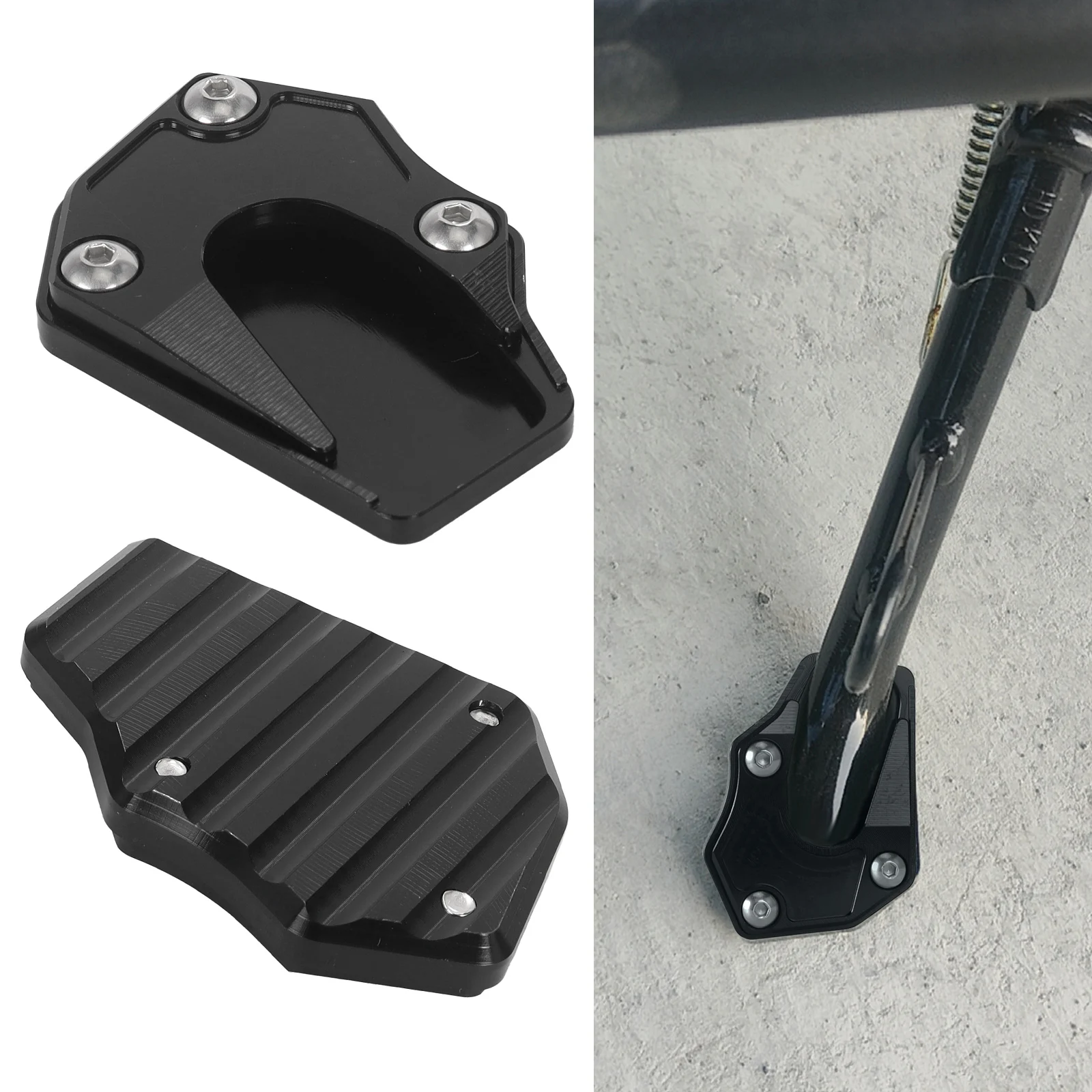 

Black Motorcycle Foot Side Stand Pad Plate Kickstand Enlarge Support For Suzuki UY125 UU125 UE125 2020-2023