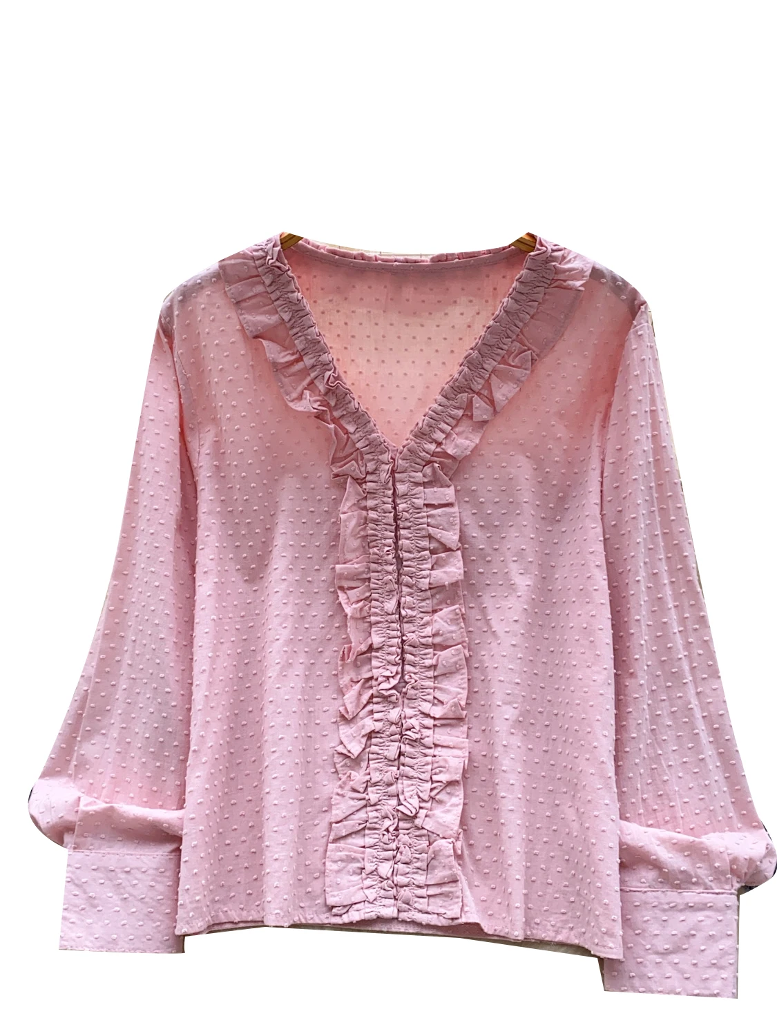 Sweet Gentle Sle V-Ne Long Sve محكم فضفاض المرأة irt الخريف Faion التخسيس طبقة أساسية تصميم خشبي علوي #5