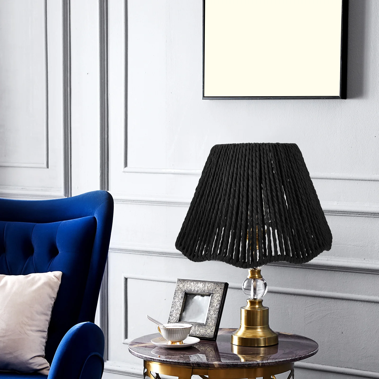 

Тканый абажур из бумажной веревки, прочный подвесной абажур для внутреннего подвесного светильника, декоративный чехол для лампы, деревенский ретро-дизайн