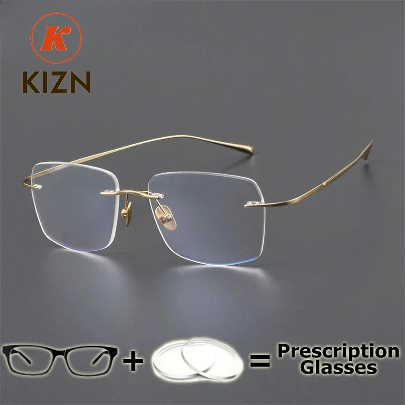 

KIZN 3 g Rimless Durable MR-8 High End Wide Field Optical Progressive Multifocal Lens Prescription Glass Men Anti Blue Light