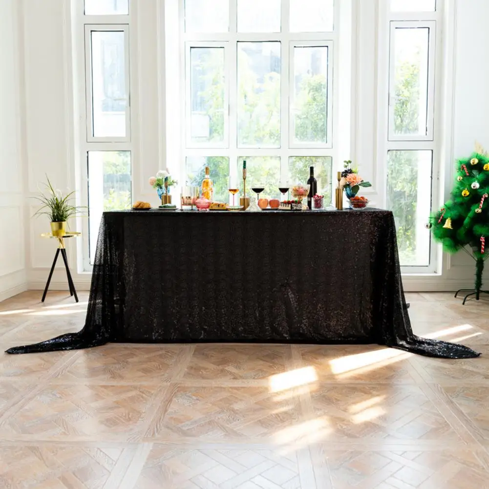 Camino de mesa impermeable para fiesta, elegante camino de mesa con lentejuelas para bodas, banquetes, fiestas, cobertura, forma cuadrada para graduación, tema