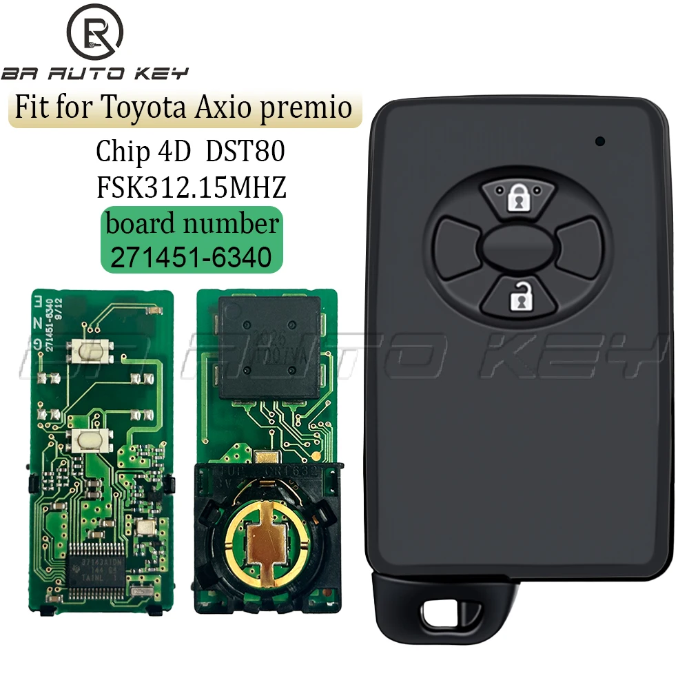 

Original Pcb Board 271451-6340 Smart Key For Toyoto Premio Axio Corolla Keyless Go Remote Control 312Mhz 4D Chip P1 98 DST40