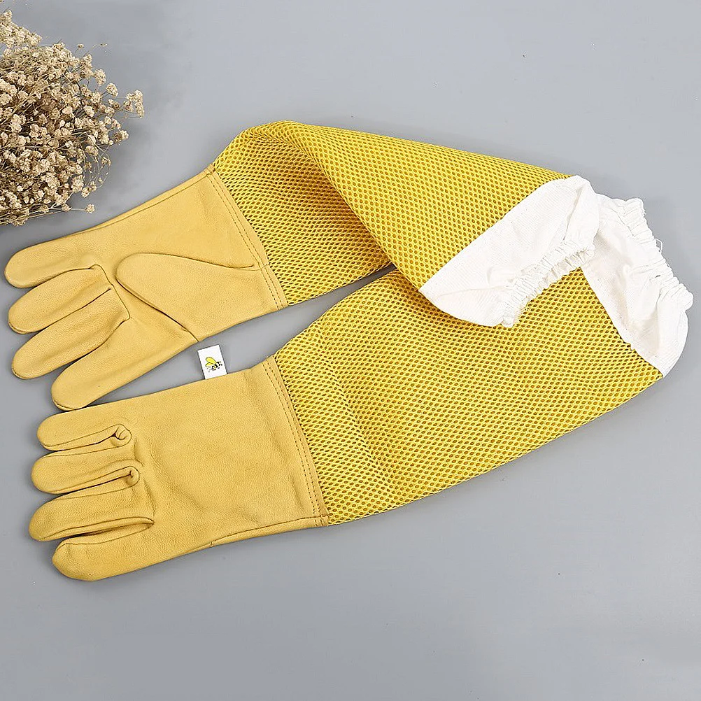 قفازات مقاومة للنحل عالية الجودة، مادة قوية مقاومة للاهتراء، مثالية للعمل المنفوخ وإدارة المستعمرة، تربية النحل، جلد الغنم