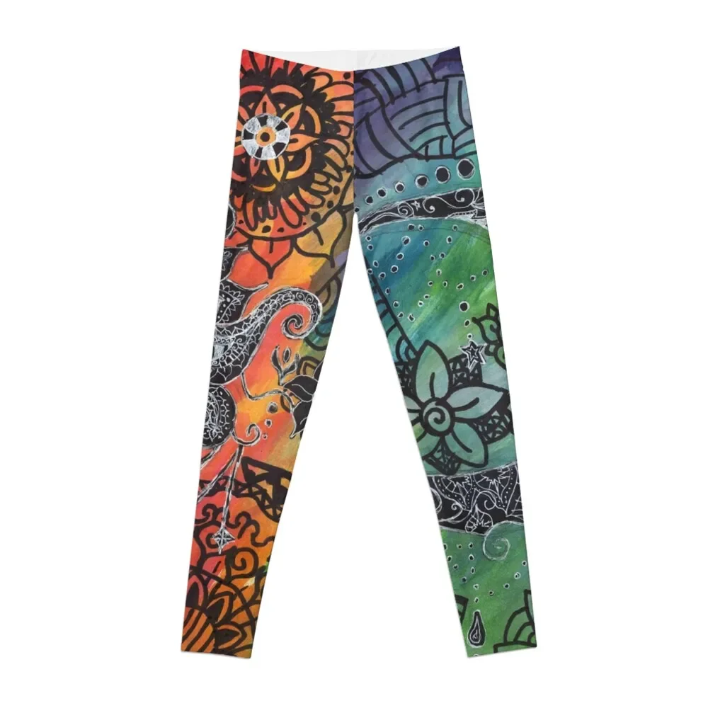 

hand drawn sun and moon Leggings gym's sportswear sports for push up sports tennis for Womens Leggings