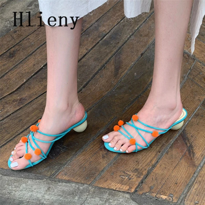 

Hlieny/летние женские тапочки с открытым носком, модный дизайн, стильные узкие полоски, вечерние модельные сандалии на низком каблуке, женские шлепанцы
