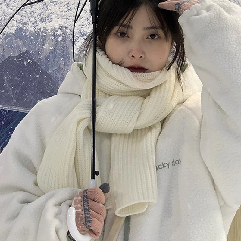 

Milk White Scarf New Women's Winter Korean Version Versatile Warm Scarf