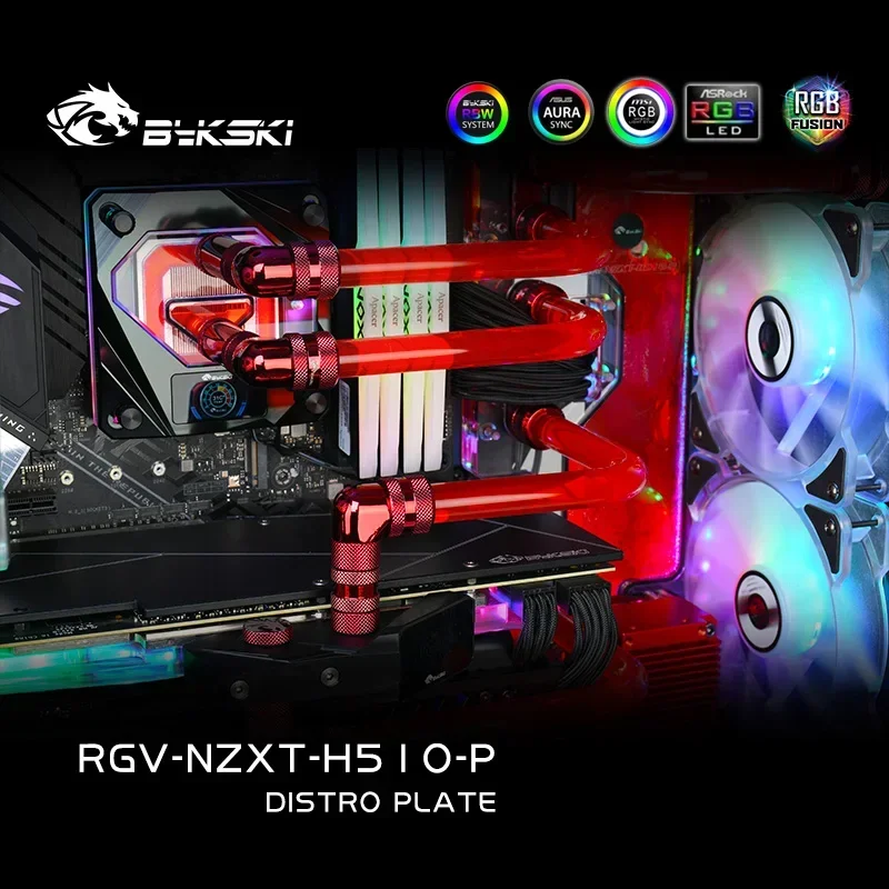 Bykski RGV-NZXT-H510-P,Distro Plate For NZXT H510 Flow Case,Waterway Board Reservoir Water Cooling Kit For Computer CPU GPU