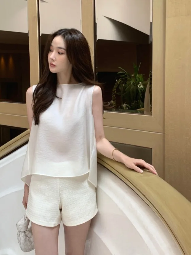 

Chic Svel irt for Women Summer Faionable Versatile Ba Knot Tank Top High-End Feelings Casual Chic Sle