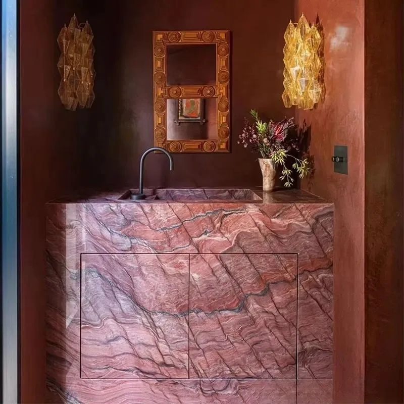 Luxury Rosa Levanto Marble Floor Tiles Table Tops Bathroom Sink Countertops for Villas Hotels Home Decoration Natural Stone